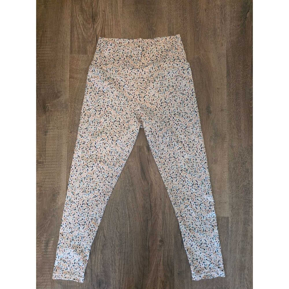 Prana Colorful Confetti Ankle Leggings size M Thick Waistband EUC
